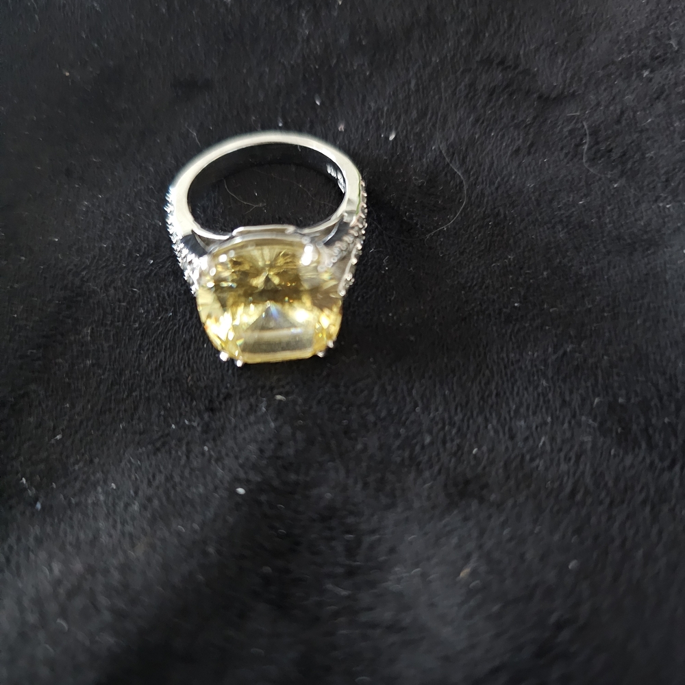 Radiant Yellow Gemstone Silver Ring